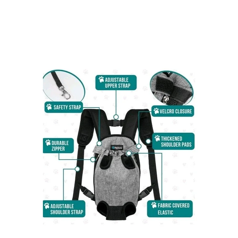 PetAmi Front-facing Pet Carrier Backpack In Grey Heathered. MED NWT Fur Babies